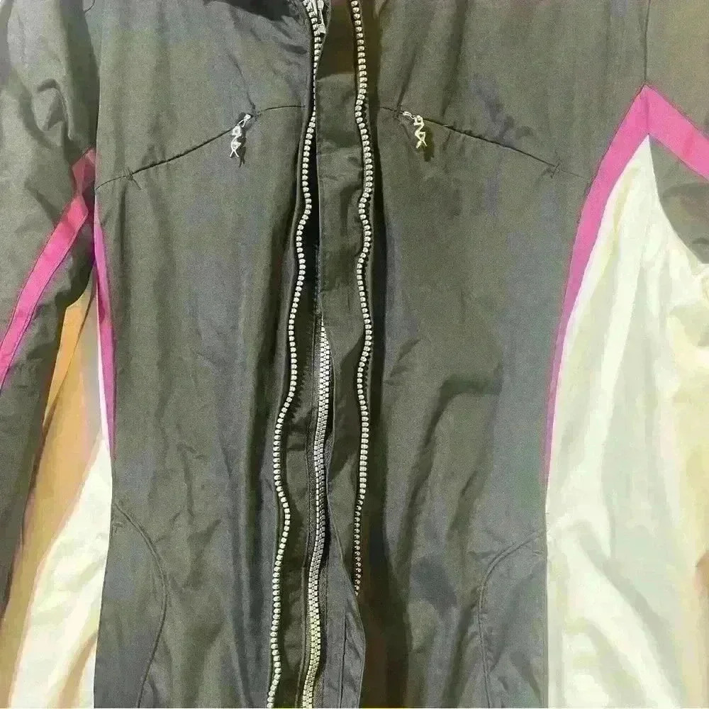 ZeroXposur Black Purple White Women's Large Hooded Jacket Double Zipper Pockets - Picture 2 of 11